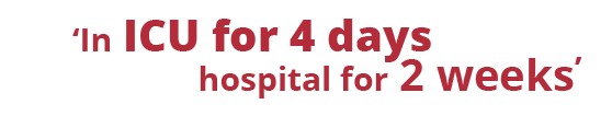 In ICU for 4 days hospital for 2 weeks